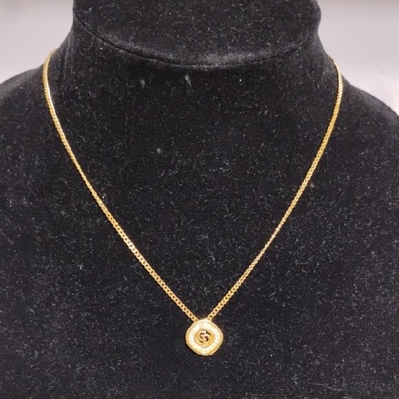 Authentic Dior CD Plated Gold W Crystal Details Pendant Necklace - Picture 9 of 15